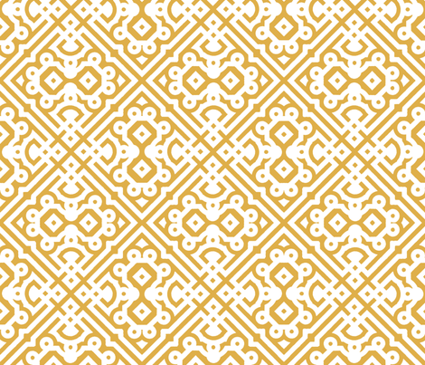 Modern Embroidered Labyrinth in Honey Gold fabric by fridabarlow on Spoonflower - custom fabric