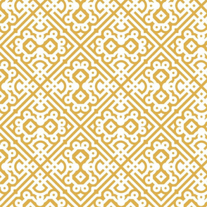 Modern Embroidered Labyrinth in Yellow Gold