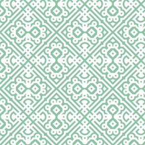 Modern Embroidered Labyrinth in Mint