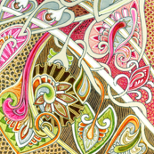 Old Fashioned Twisted Paisley Victorian (in orange/red/brown)
