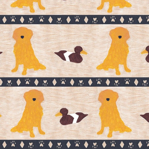 Primitive Golden Retriever and duck decoy - large border width