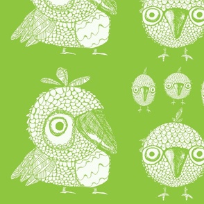Whimsical Green Birds