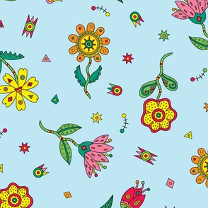Decorative Flowers blue