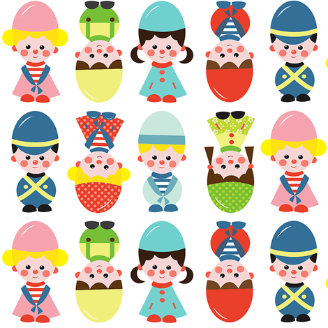 Charming vintage eggcups fabric by theboutiquestudio on Spoonflower - custom fabric