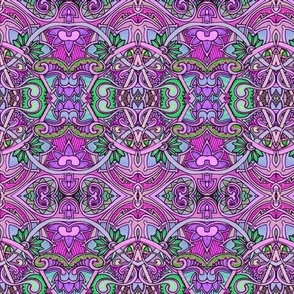 Easter Egg Hunt (a purple and green coloring book style abstract)