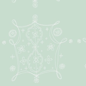 Whimsical Floral Lantern Pattern White
