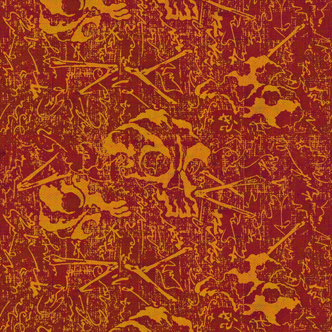 Dem dry bones - red/orange/yellow - Halloween-ch-ed fabric by materialsgirl on Spoonflower - custom fabric