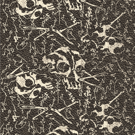 Dem dry bones, charcoal & ivory leather fabric by materialsgirl on Spoonflower - custom fabric