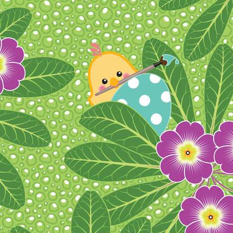 Along the Primrose Path - Painter Chick fabric by hootenannit on Spoonflower - custom fabric