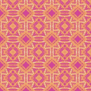 Vintage Tiki Diamond Gold and Pink Pattern