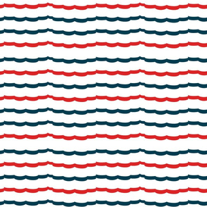 Navy and Red Scallop stripes