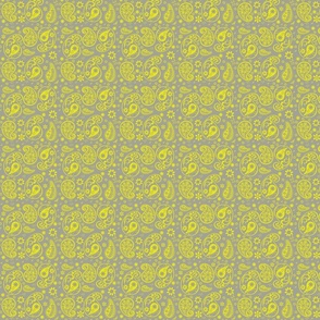 Yellow Paisley on Grey