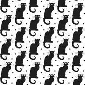 Le Chat Noir Black Cat on White with Black Dots