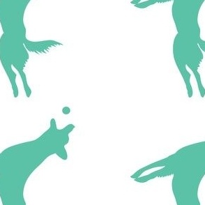 Teal Dog with Bal 5x5