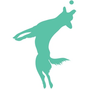 Teal Dog with Ball 30x30