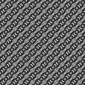 Tiki Primitives - Diagonal Diamonds in Black and White