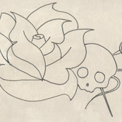beige skull rose