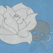 blue skull rose