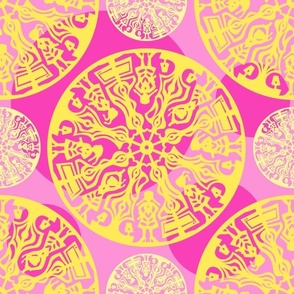 pink & yellow paper cut
