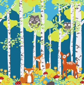 forest friends blue night