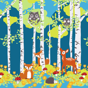 forest friends blue night