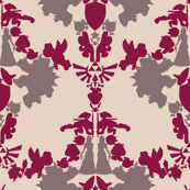 Super Mario & Legend of Zelda Damask - Raspberry