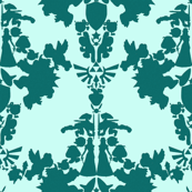 Super Mario & Legend of Zelda Damask - Blue