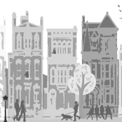 city life black and white