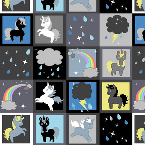 Rainy Day Unicorns Cheater Quilt