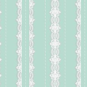 Lace and Stitching Stripes Aqua