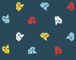 Nautical tangram boats on dark blue