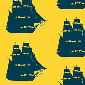 Navy Sailing Ships on Sunny Seas