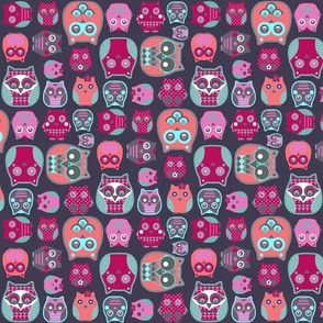 owls pink blue