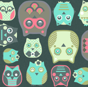 owls sage blue coral