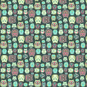 owls sage blue coral