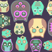owls pink sage green