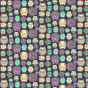 owls pink sage green