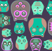 owls emerald pink