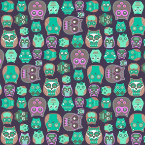 owls emerald pink