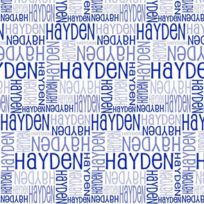Personalised Name Fabric - White with Dark Blue