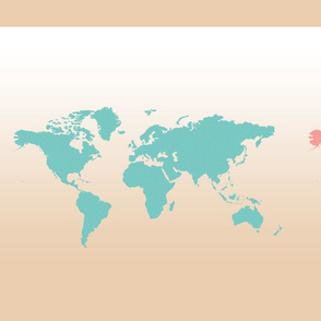 World Maps 3 ways - Teal, Coral, Brown