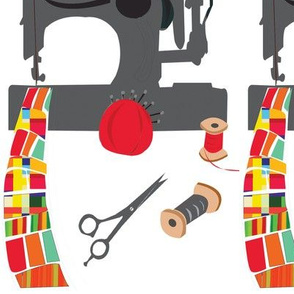 Vintage Sewing Machine and Quilt 