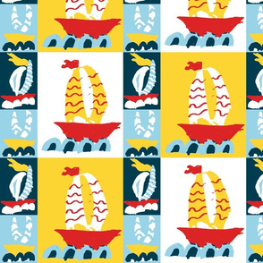 Three Boats Cheater Quilt