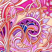 Paisley Rococo Psychedelic Patchwork in Girly Pink