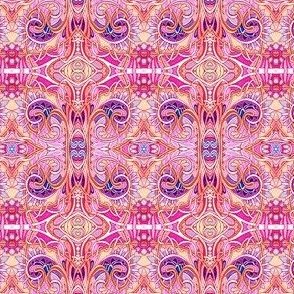 Paisley Rococo Psychedelic Patchwork in Girly Pink
