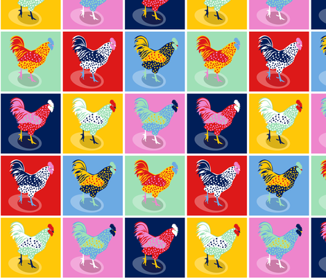 Pop Art Chickens fabric - jillbyers - Spoonflower