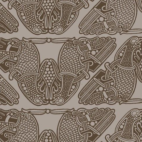 celtic birds brown on beige