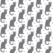 Le Chat Noir in grey on dotted white