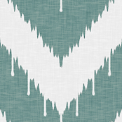 Teal Beaded Chevron Ikat