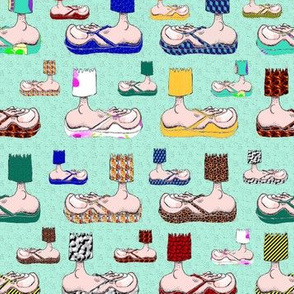 Feet with their BFF's ~ Flip-Flops! (mint)